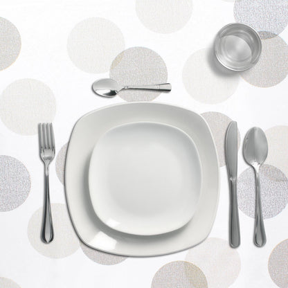 Mantel Hule Redondo Circulos Beige Impermeable Antimanchas Pvc Ø 140 Cm. Uso Interior Y Exterior