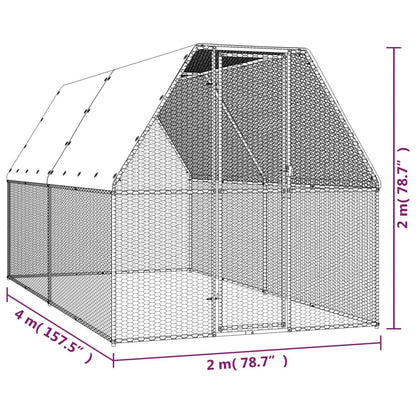 Vidaxl Jaula Gallinero De Acero Galvanizado 2x4x2 M_4