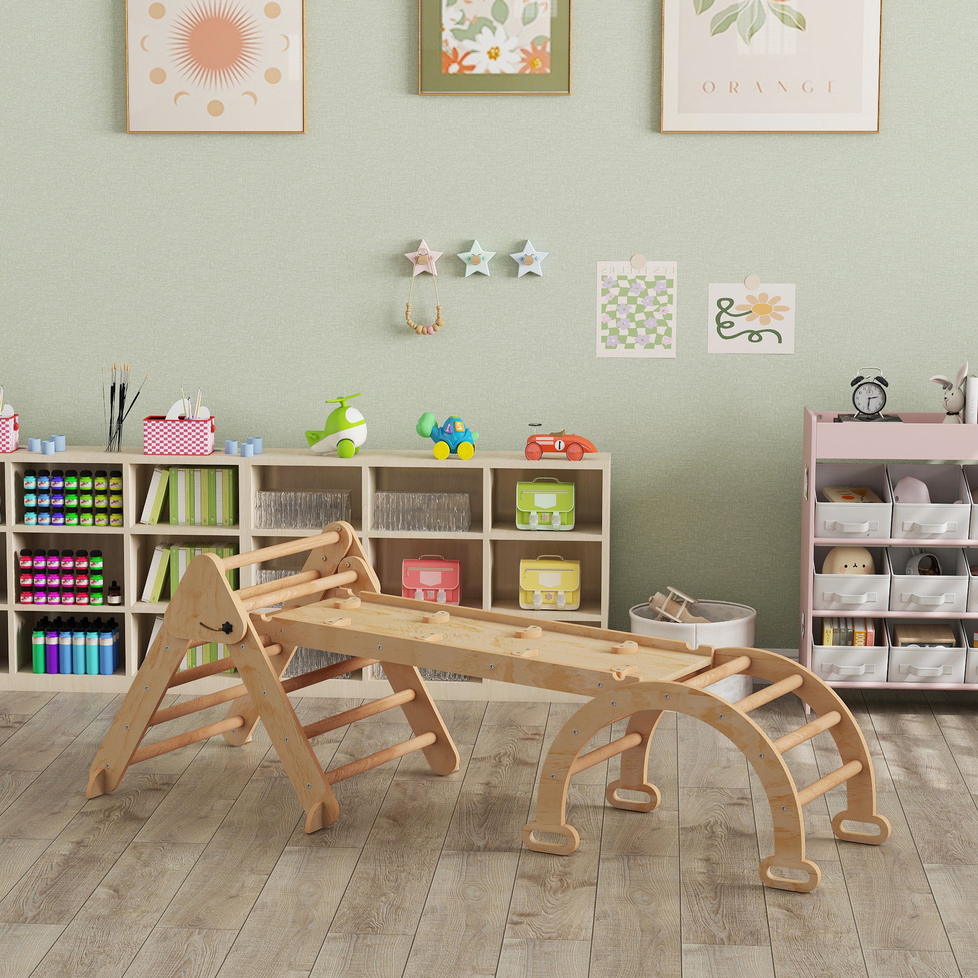 Aiyaplay 7 En 1 Triángulo De Escalada Montessori Con Arco Y Rampa 188x70 Cm_4