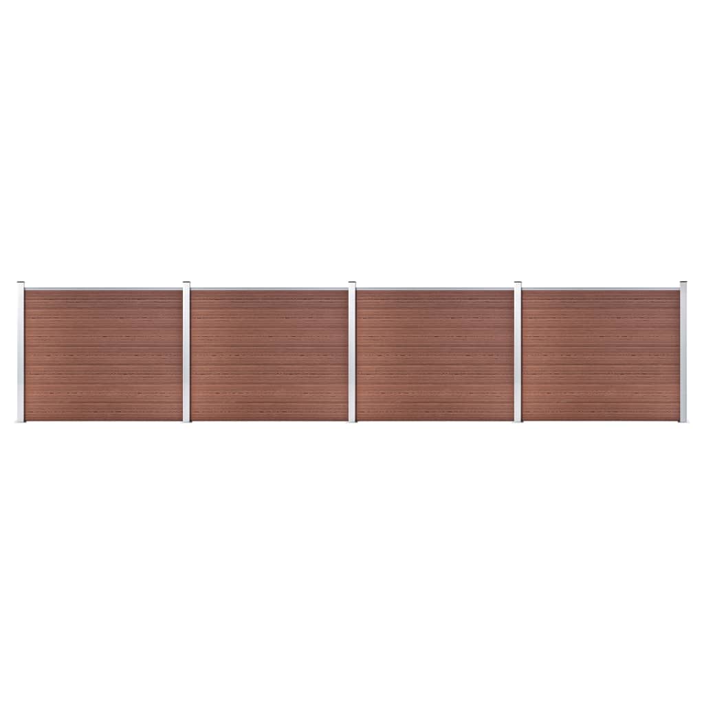 Set De Panel De Valla Wpc Marrón 699x146 Cm / Vetonek_3