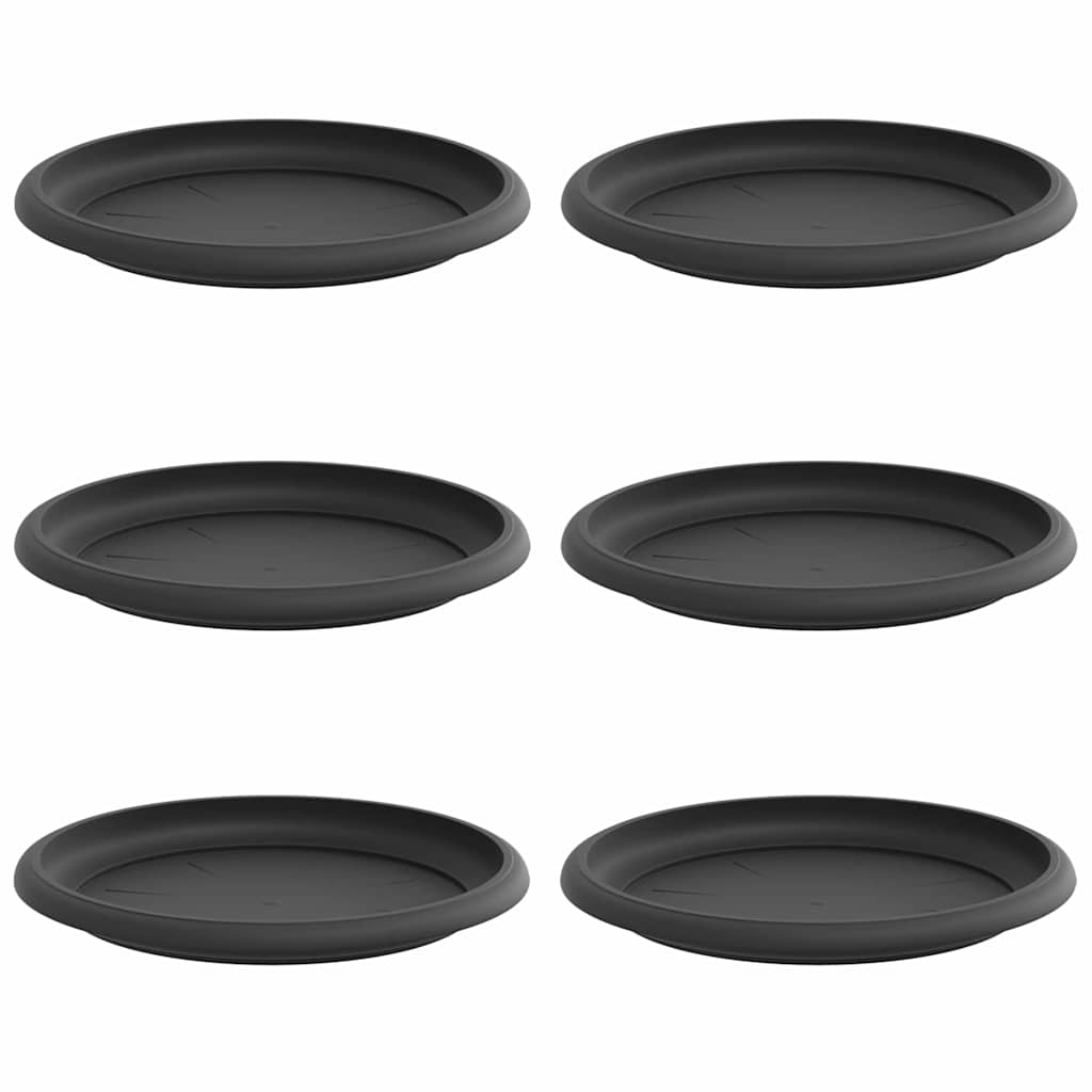 Bandeja Redonda Para Flores 6 Pcs Negro Ø 17,5 X 2 Cm Plástico_0
