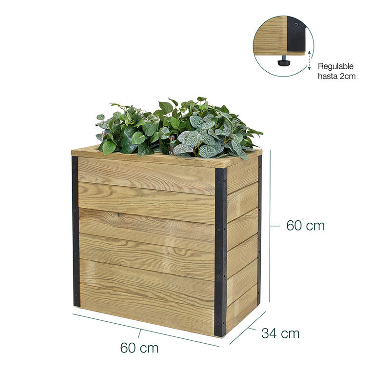 Jardinera De Madera Con Autorriego 60x34x60 Cm Nidum Hortalia_5