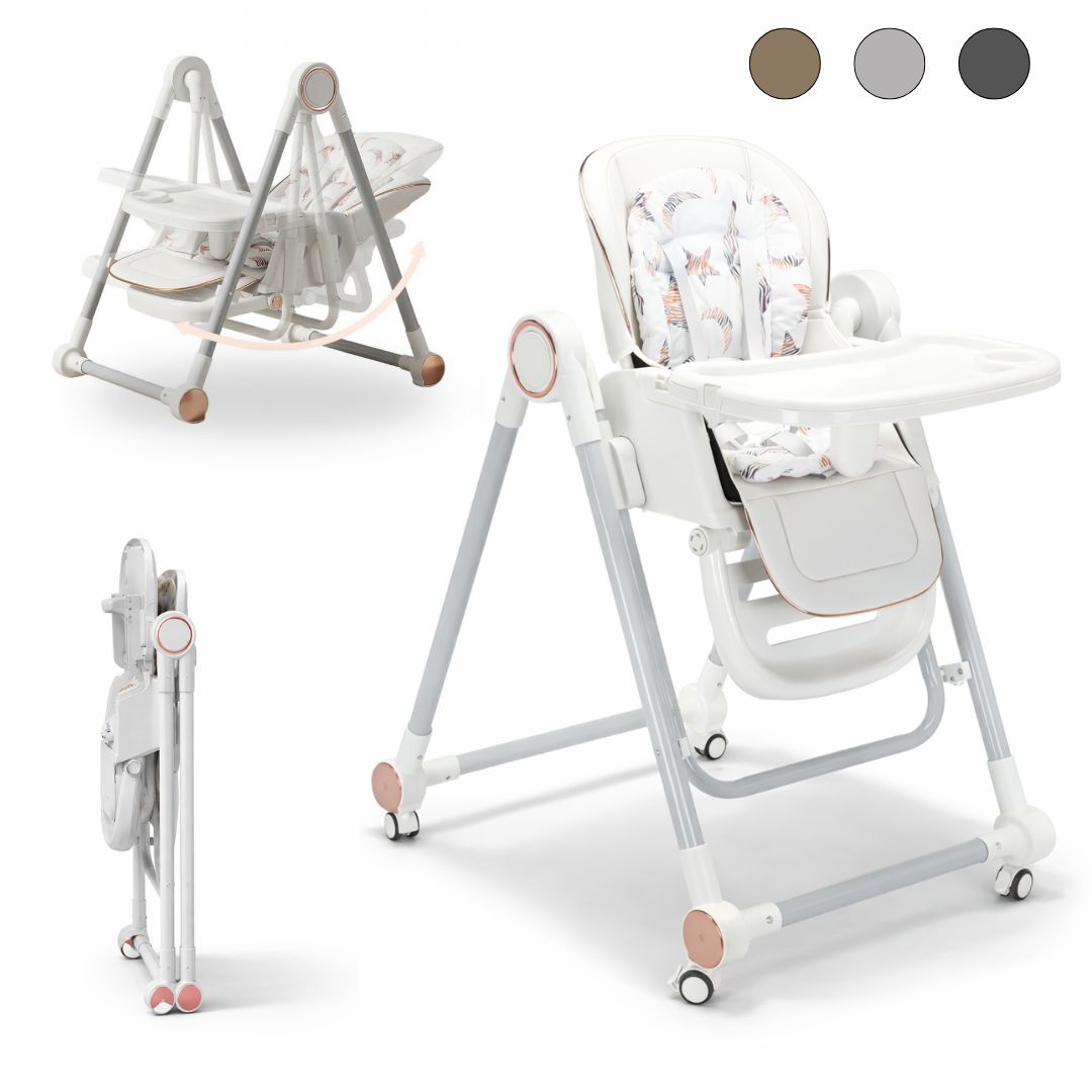 Trona Blanca Evolutiva 3 En 1 | Plegable Y Portátil Con Altura | Reposapiés | Respaldo Y Bandeja Todo Ajustables_0
