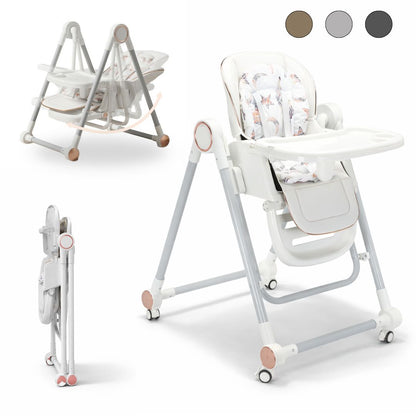 Trona Blanca Evolutiva 3 En 1 | Plegable Y Portátil Con Altura | Reposapiés | Respaldo Y Bandeja Todo Ajustables_0