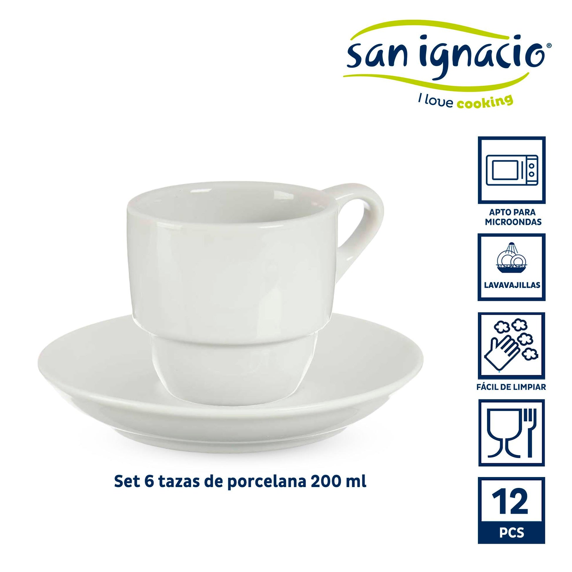 Set 6 Tazas Cafe Porcelana Blanca Con Pl Colección Vessia_1