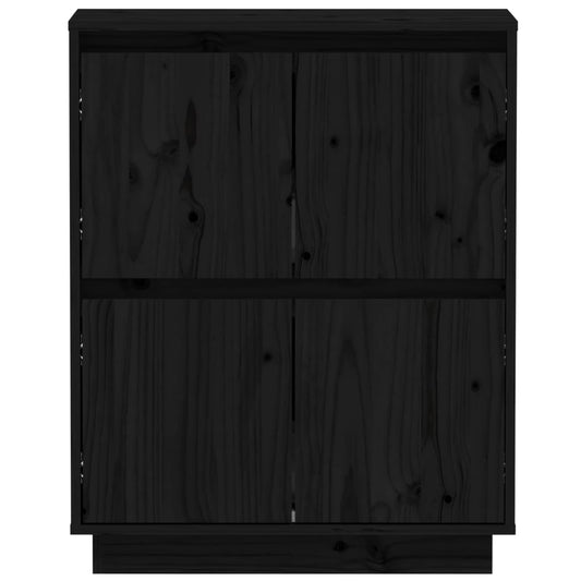 Aparador De Madera Maciza De Pino Negro 60x34x75 Cm / Vetonek_0