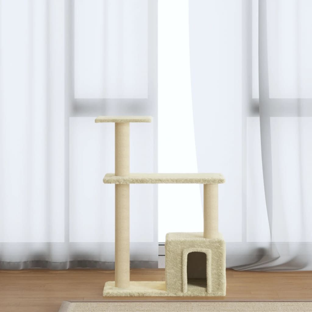 Vidaxl Rascador Para Gatos Con Postes De Sisal Crema 70 Cm_1