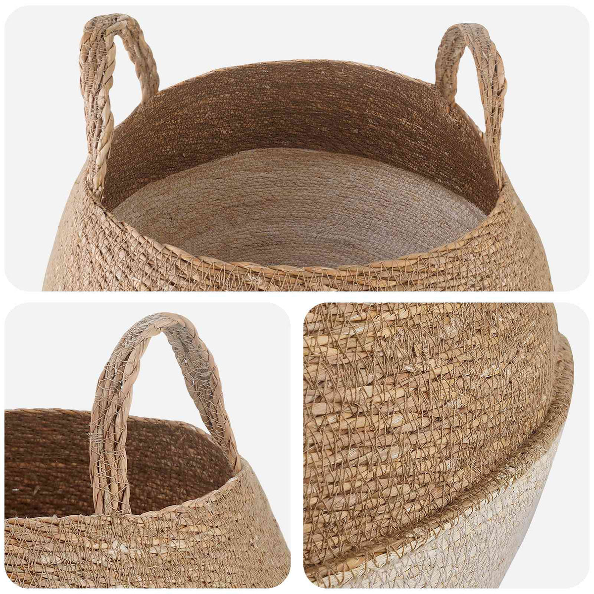 Maceta Con Asas 2 Uds. Blanco Ø 45 X 36 Cm 100% Hierba Marina_3