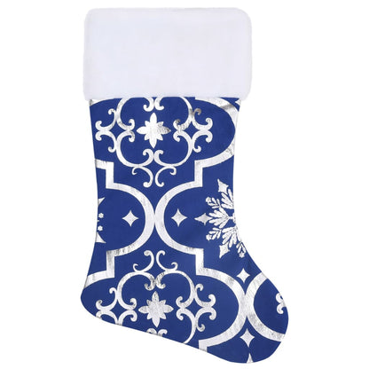 Vidaxl Falda Del Árbol De Navidad De Lujo Con Calcetín Tela Azul 150cm_3