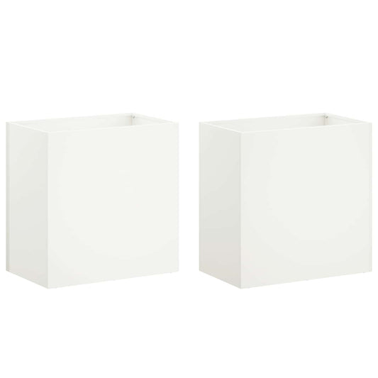 Macetero De Jardín 2 Uds. Blanco 50 X 30 X 50 Cm_0