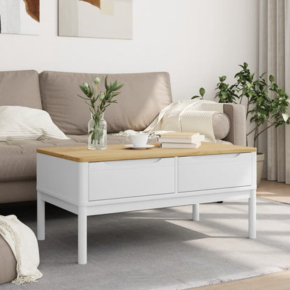 Mesa De Centro Floro Madera Maciza De Pino Blanco 99x55,5x45 Cm_1