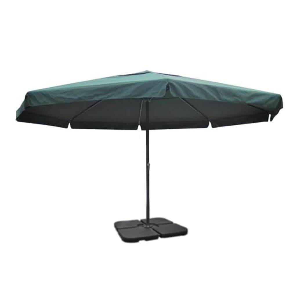 Vidaxl Sombrilla De Jardín Con Base Portátil Aluminio Verde_1