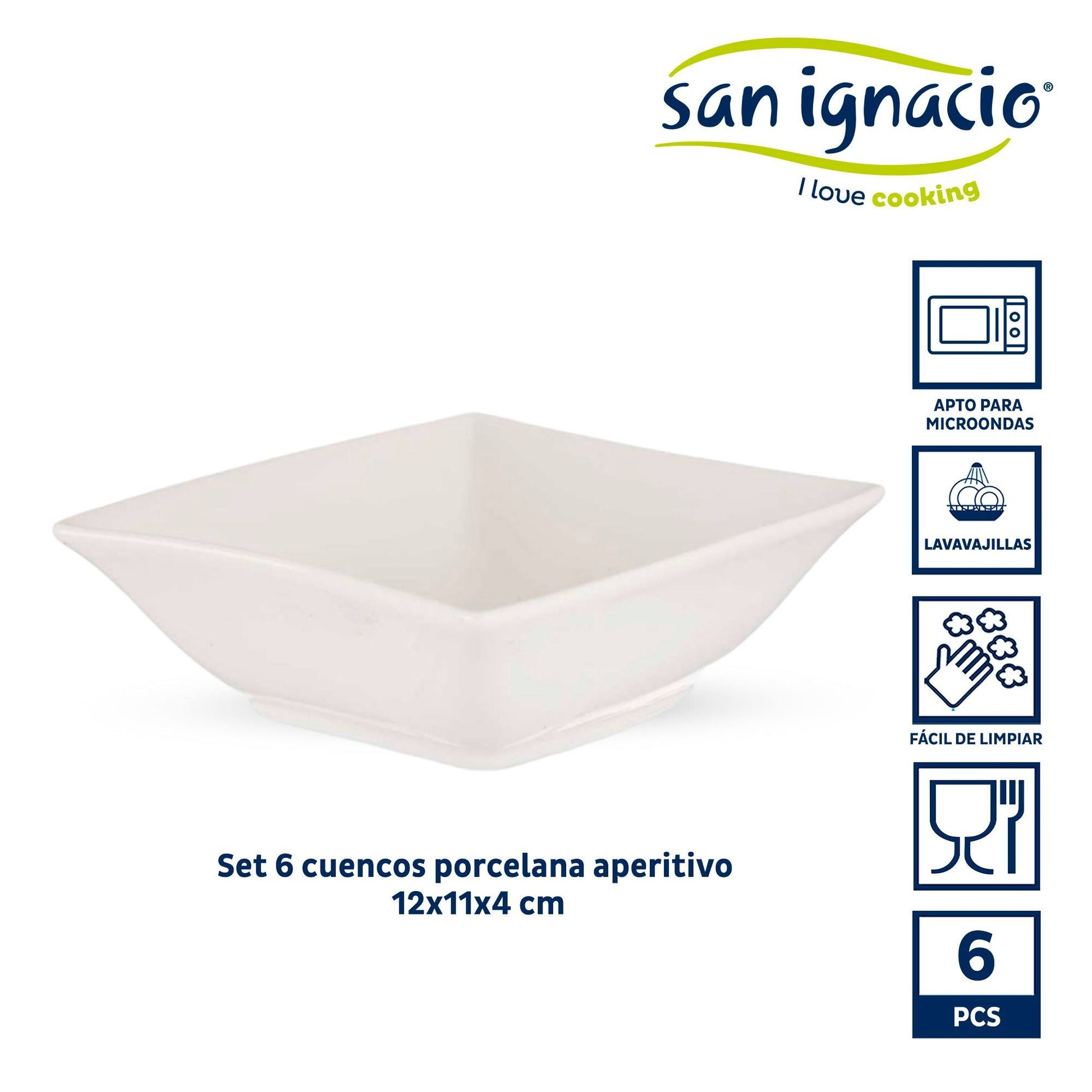 Set 6 Cuencos Porcelana Blanca Aperitivo Colección Vessia_1