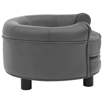 Vidaxl Sofá Para Perros Felpa Y Cuero Sintético Gris 48x48x32 Cm_3