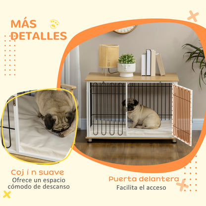 Pawhut Jaula Para Perros Interior En Casa 90x58x62,5 Cm Superficie Mesa Auxiliar_5