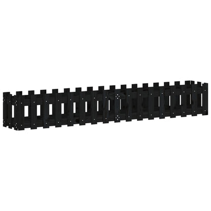 Arriate Elevado Jardín Con Valla Madera Pino Negro 200x30x30cm_0