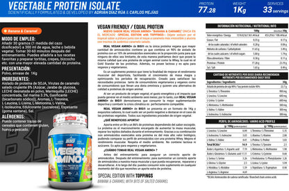 Real Vegan Amino+ - 1kg - Plátano Y Trozos De Caramelo Salado - Proteína Vegetal - Big_5