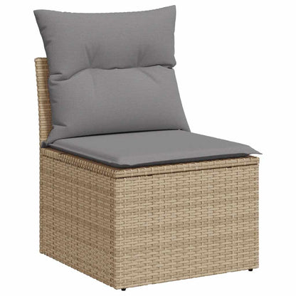 Set Sofás De Jardín 7 Piezas Y Cojines Ratán Sintético Beige / Vetonek_5