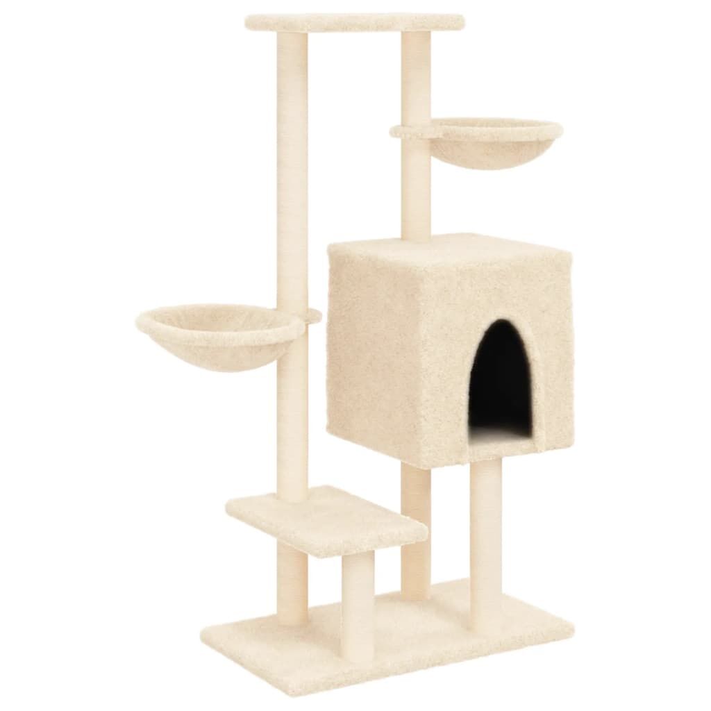 Vidaxl Rascador Para Gatos Con Postes De Sisal Color Crema 117 Cm_0