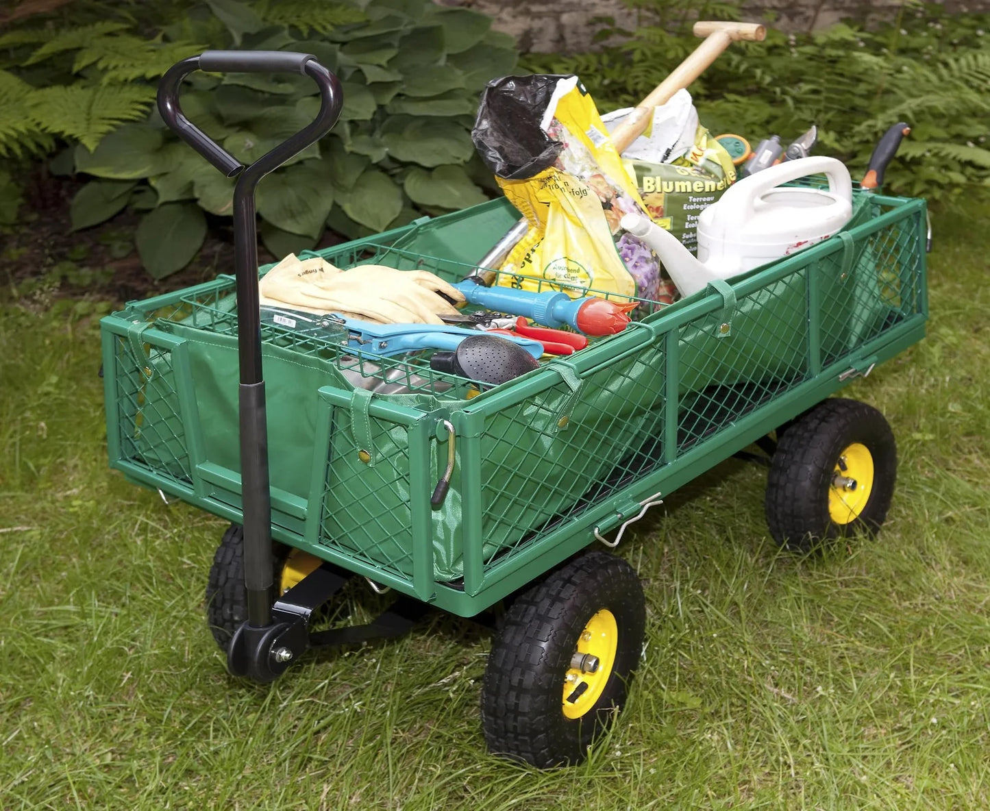 Carro De Transporte Universal Para Jardín - Estable, Versátil, 130 Kg Carga, Ruedas Neumáticas 26 Cm_2