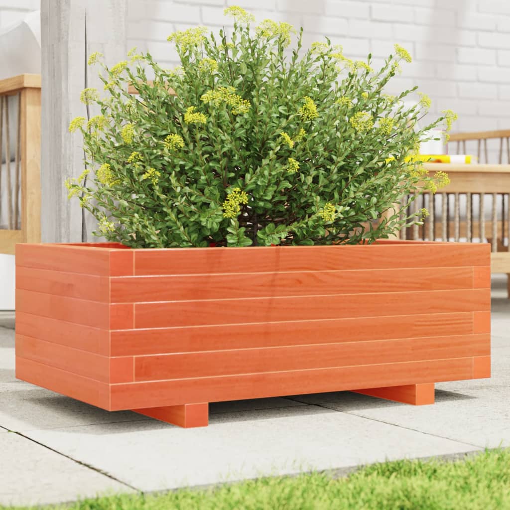 Jardinera De Madera Maciza De Pino Marrón Cera 70x40x26,5 Cm_1