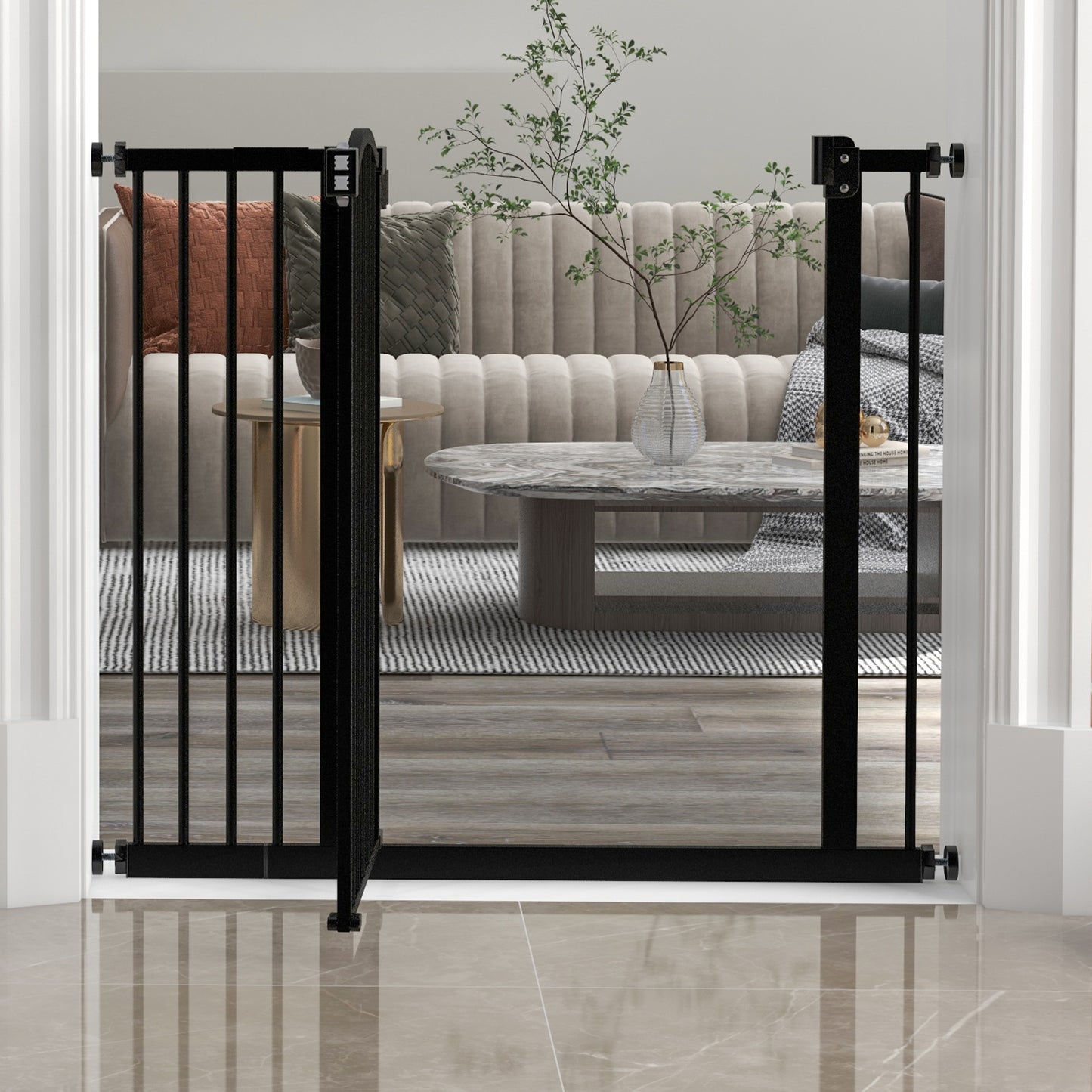 Pawhut Barrera De Seguridad Extensible Con Extensión 74-94x78 Cm Negro_4