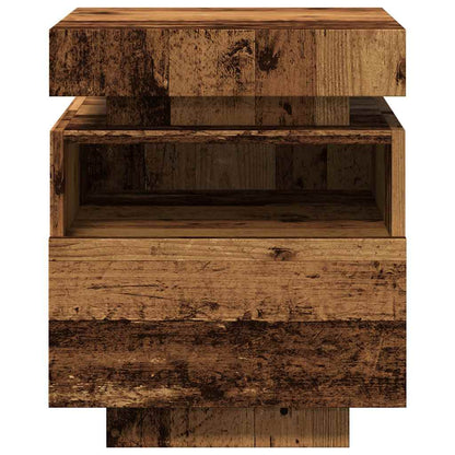 Mesita De Noche Luces Led 2 Uds Madera Envejecida 40x39x48,5 Cm_4