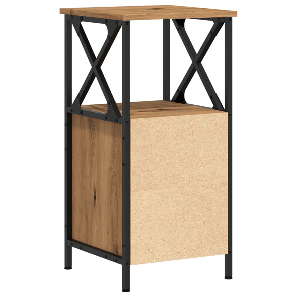 Mesita De Noche Madera Ingeniería Roble Artisan 34x35,5x70 Cm_4