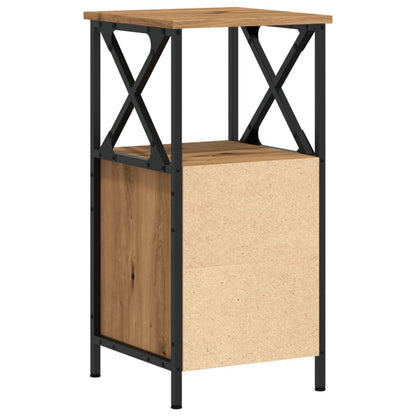 Mesita De Noche Madera Ingeniería Roble Artisan 34x35,5x70 Cm_4