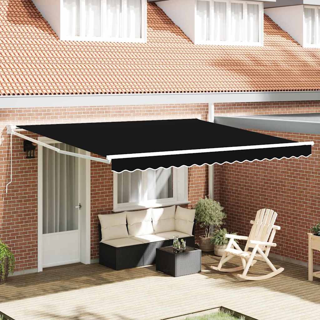 Toldo Retráctil Negro 400 X 300 Cm 100% Poliéster Y Aluminio_1