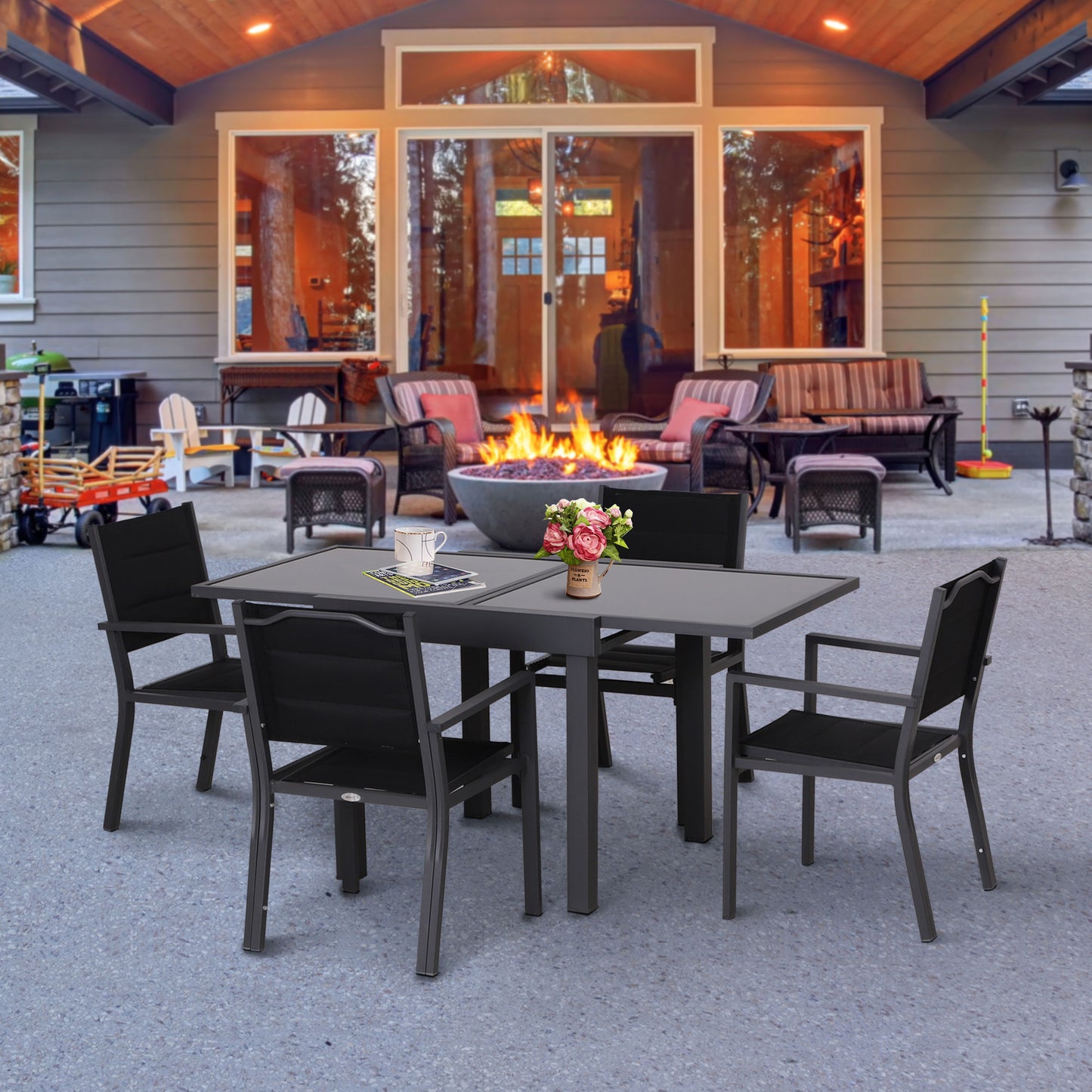 Outsunny Mesa De Jardín Mesa Extendida Mesa De Comedor Carga 50kg Para Terraza_1