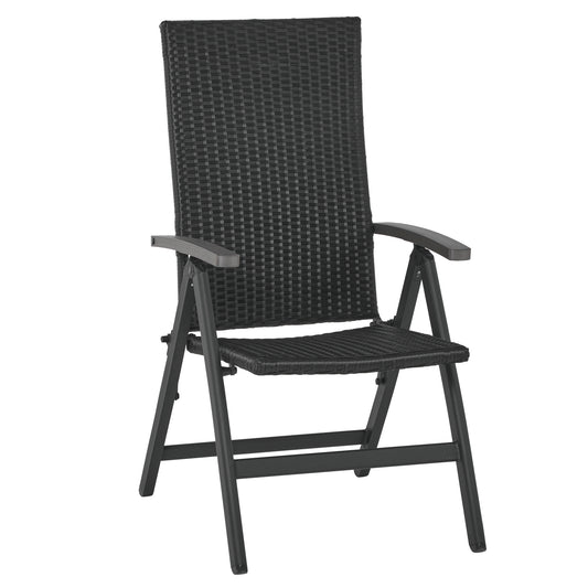 Outsunny Silla Plegable De Ratán Con 5 Posiciones Reclinable Aluminio 59x68x107_0