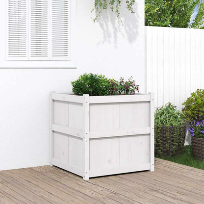 Jardinera De Madera Maciza De Pino Blanca 70x70x70 Cm_1