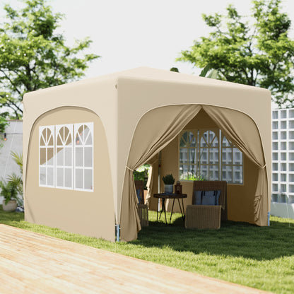 Outsunny Carpa Plegable Gazabo 3x3 M Con Paneles Laterales Upf50+ Arena_1