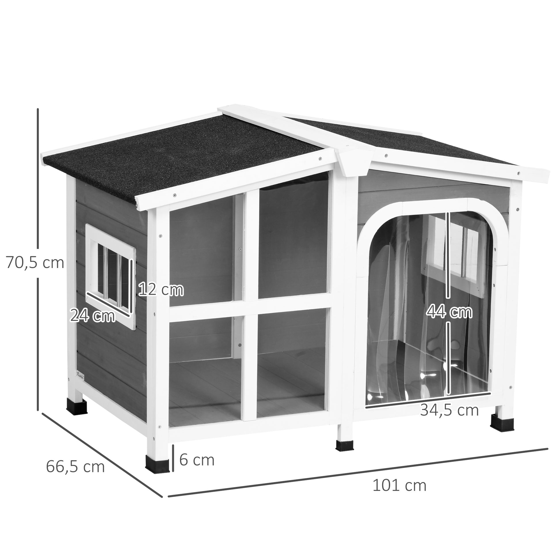 Pawhut Caseta Para Perros De Madera 101x66,5x70,5 Cm Con Techo Abatible Gris_2