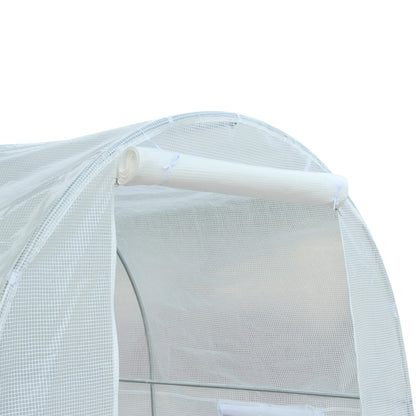 Outsunny Invernadero Túnel 245x200x200cm Con 4 Ventanas Cultivo Plantas Blanco_3