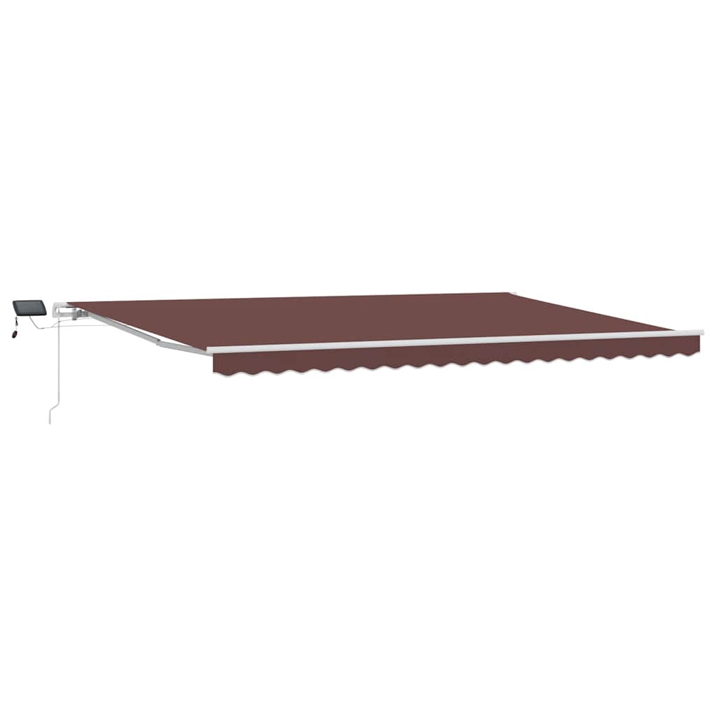 Toldo Retráctil Manual Con Luces Led Marrón 500x300 Cm_0