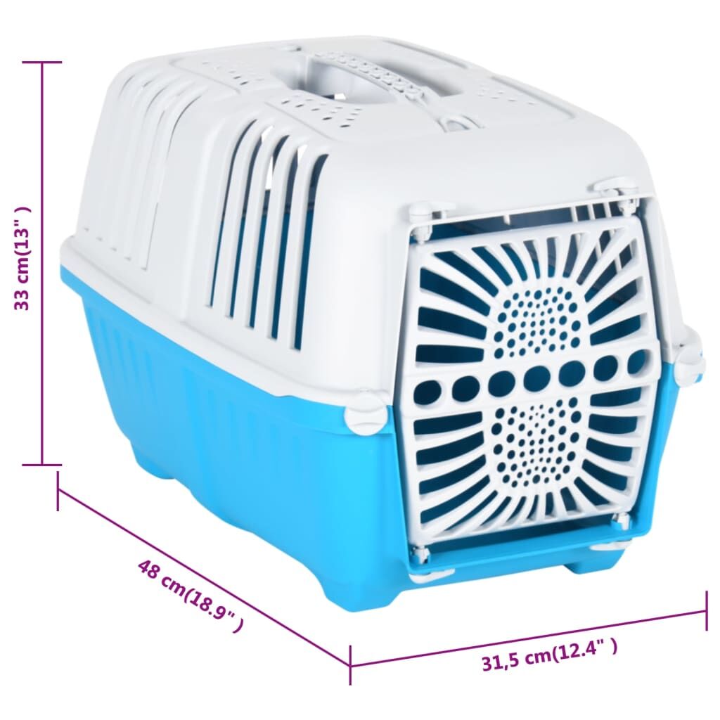 Vidaxl Transportín De Mascota Blanco Azul Polipropileno 48x31,5x33 Cm_2