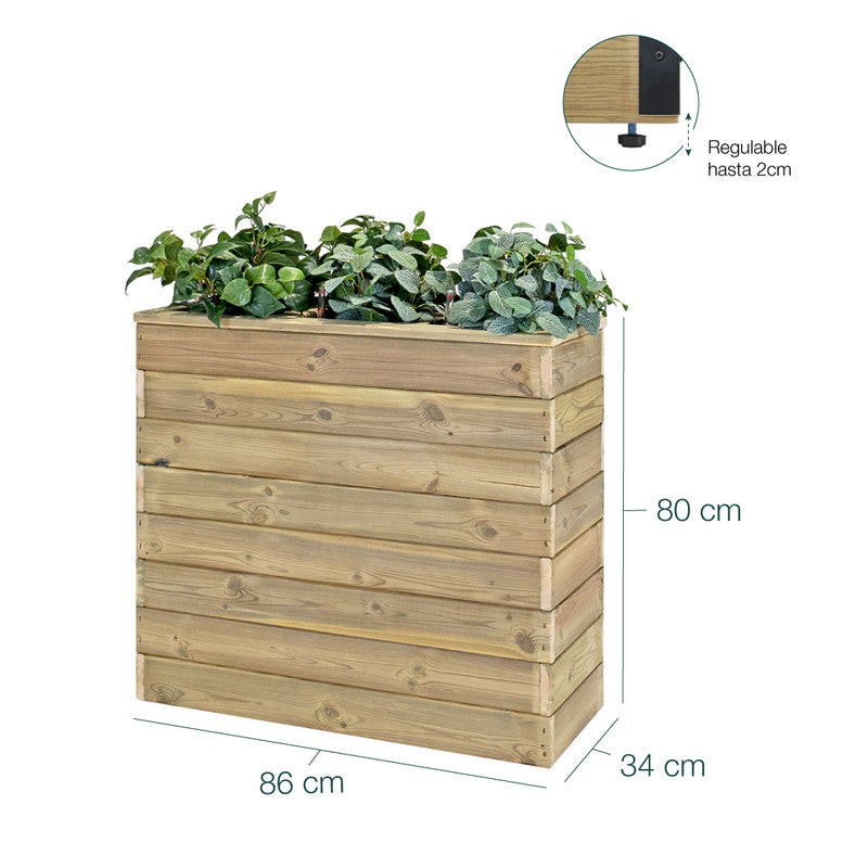 Jardinera De Madera Con Autorriego 86x34x80 Cm Nidum Basic Hortalia_5