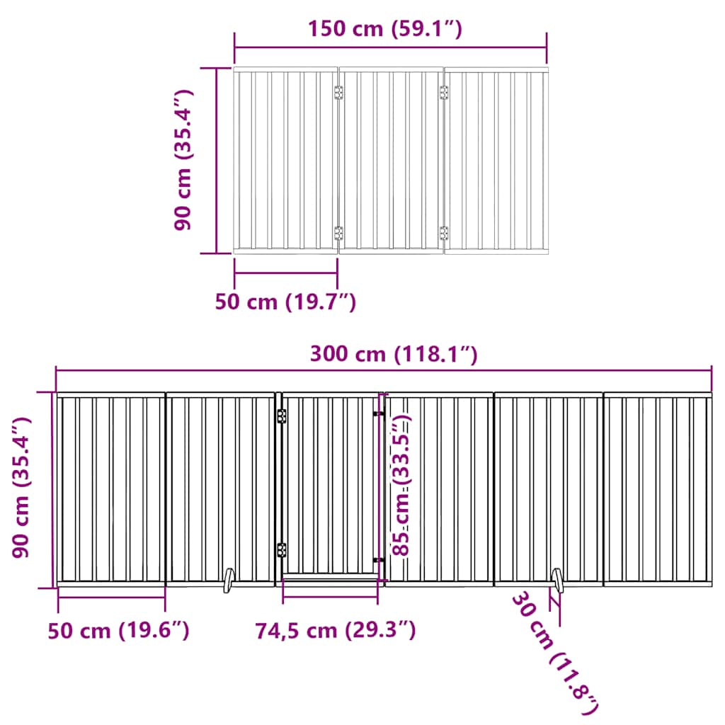 Vidaxl Puerta De Perros Plegable 15 Paneles Madera Álamo Blanca 750 Cm_2