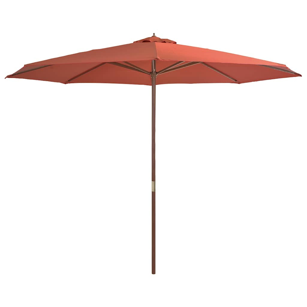 Vidaxl Sombrilla De Jardín Con Palo De Madera 350 Cm Terracota_0