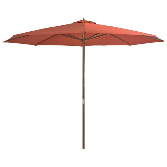 Vidaxl Sombrilla De Jardín Con Palo De Madera 350 Cm Terracota_0