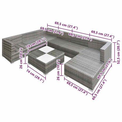 Vidaxl Set De Muebles De Jardín 8 Pzas Y Cojines Ratán Sintético Gris_4