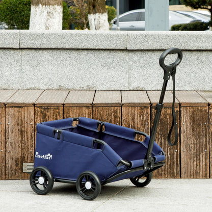 Pawhut Carrito Para Perros Plegable Con Mango Ajustable Diseño Abierto Azul_1