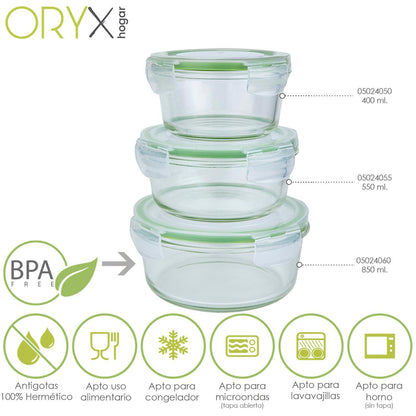 Recipiente Hermetico Cristal Redondo 850 Ml. Ø 165 X 8 (alt) Cm._3