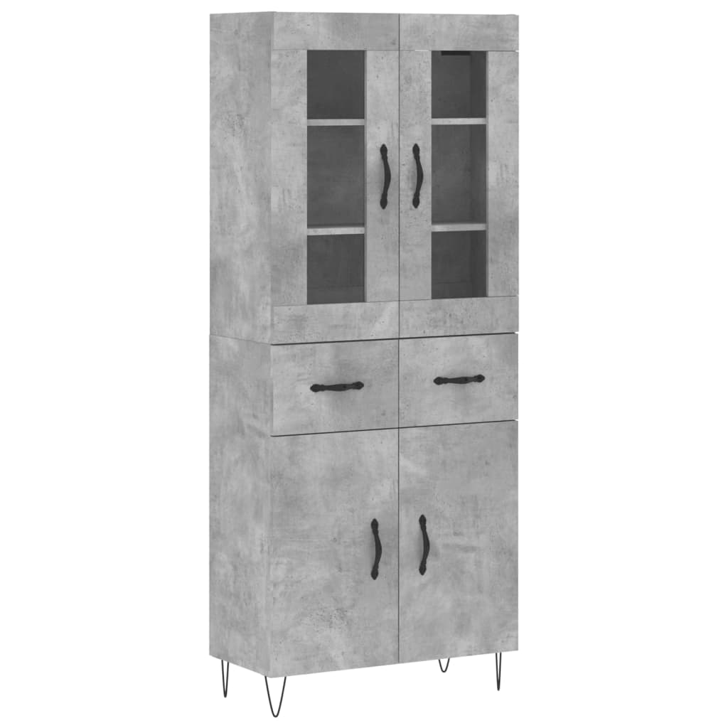 Aparador Alto Madera Contrachapada Gris Hormigón 69,5x34x180 Cm_1