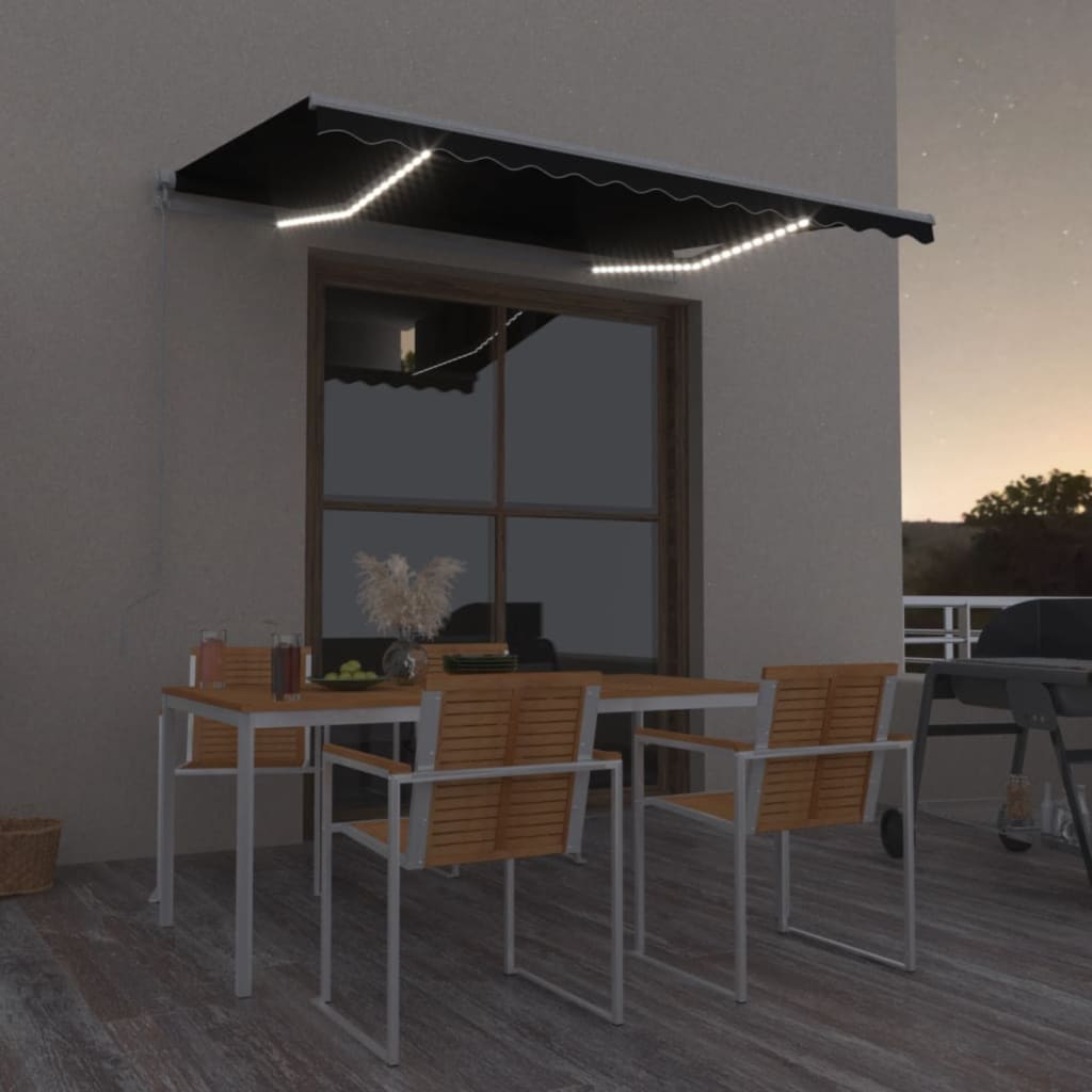 Toldo Manual Retráctil Con Led Antracita 350x250 Cm_1