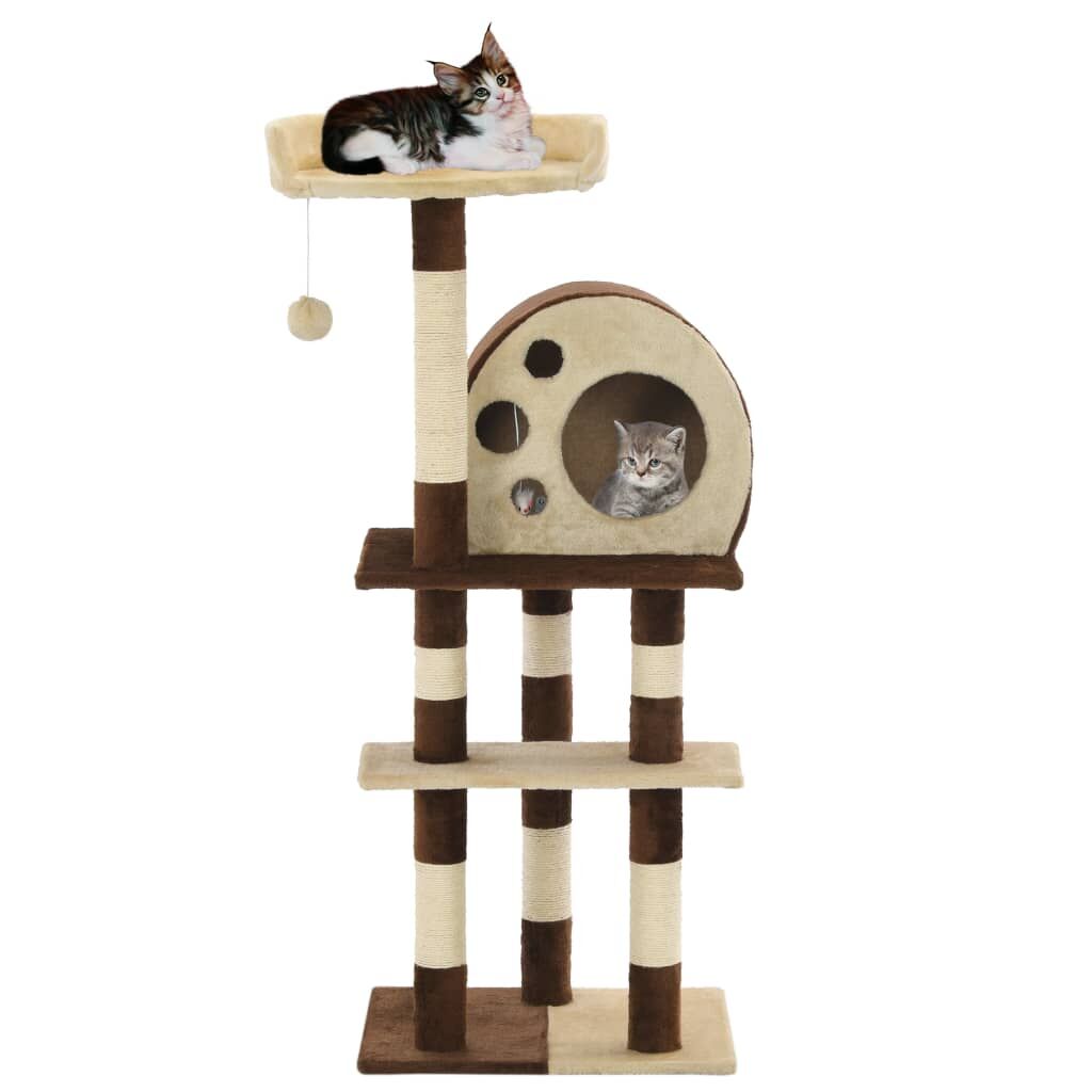 Vidaxl Rascador Para Gatos Con Postes De Sisal 127 Cm Beige Y Marrón_1