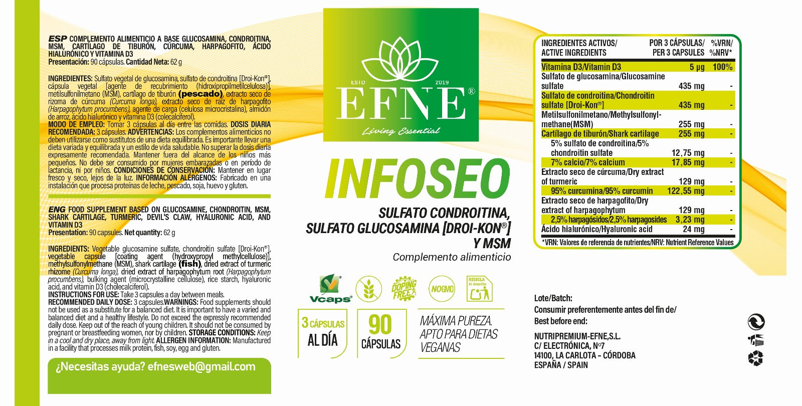 Infoseo Sulfato Condroitina, Sulfato Glucosamina (dri-kon) Y Msm_1