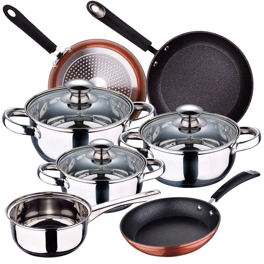 Bateria De Cocina 7 Piezas San Ignacio Faro De Acero Inoxidable Con Juego De Sartenes (20/24/28 Cm) San Ignacio Moma En Aluminio Forjado_0